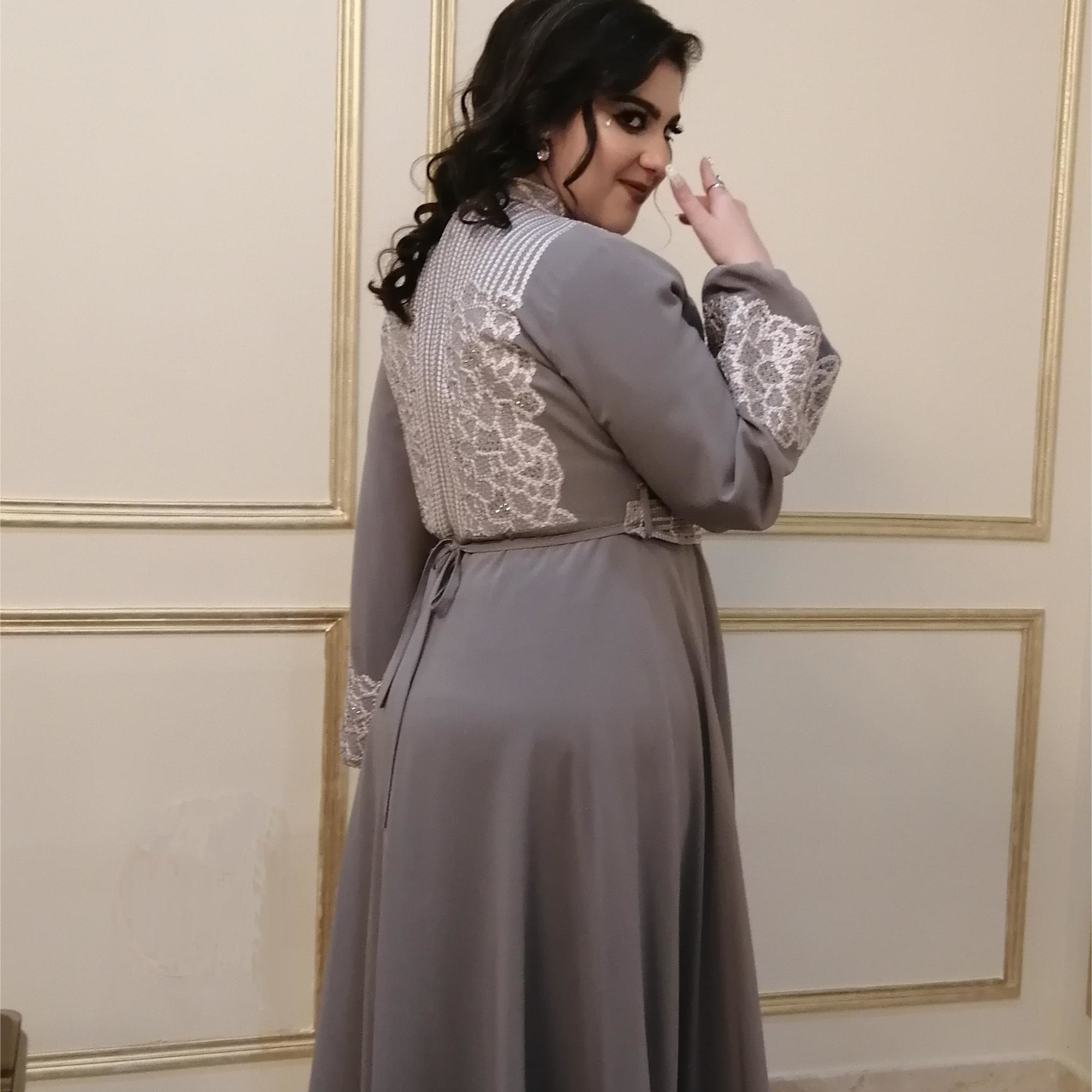 فستان ملوكي ليلكي طويل REGAL LILAC MAXI DRESS WITH BISHOP SLEEVES